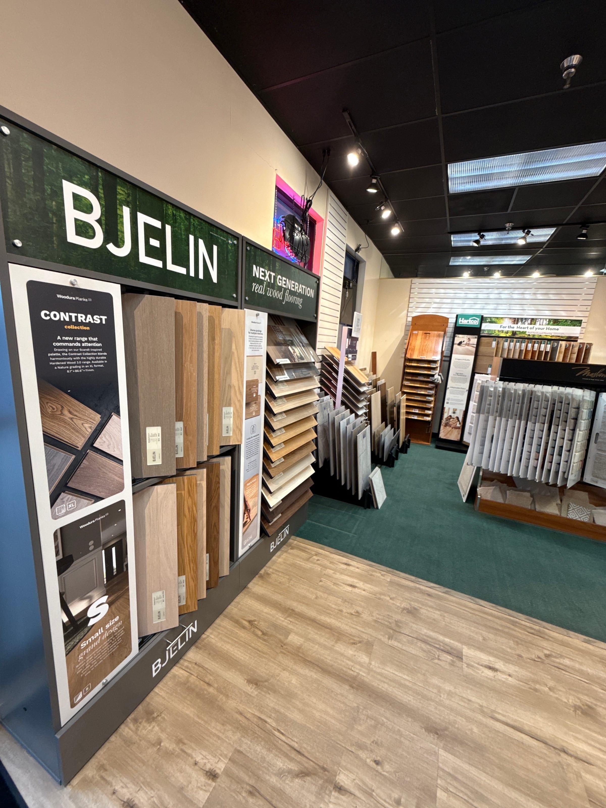 Inside the Olney showroom at Carpet & Vacuum Expo.