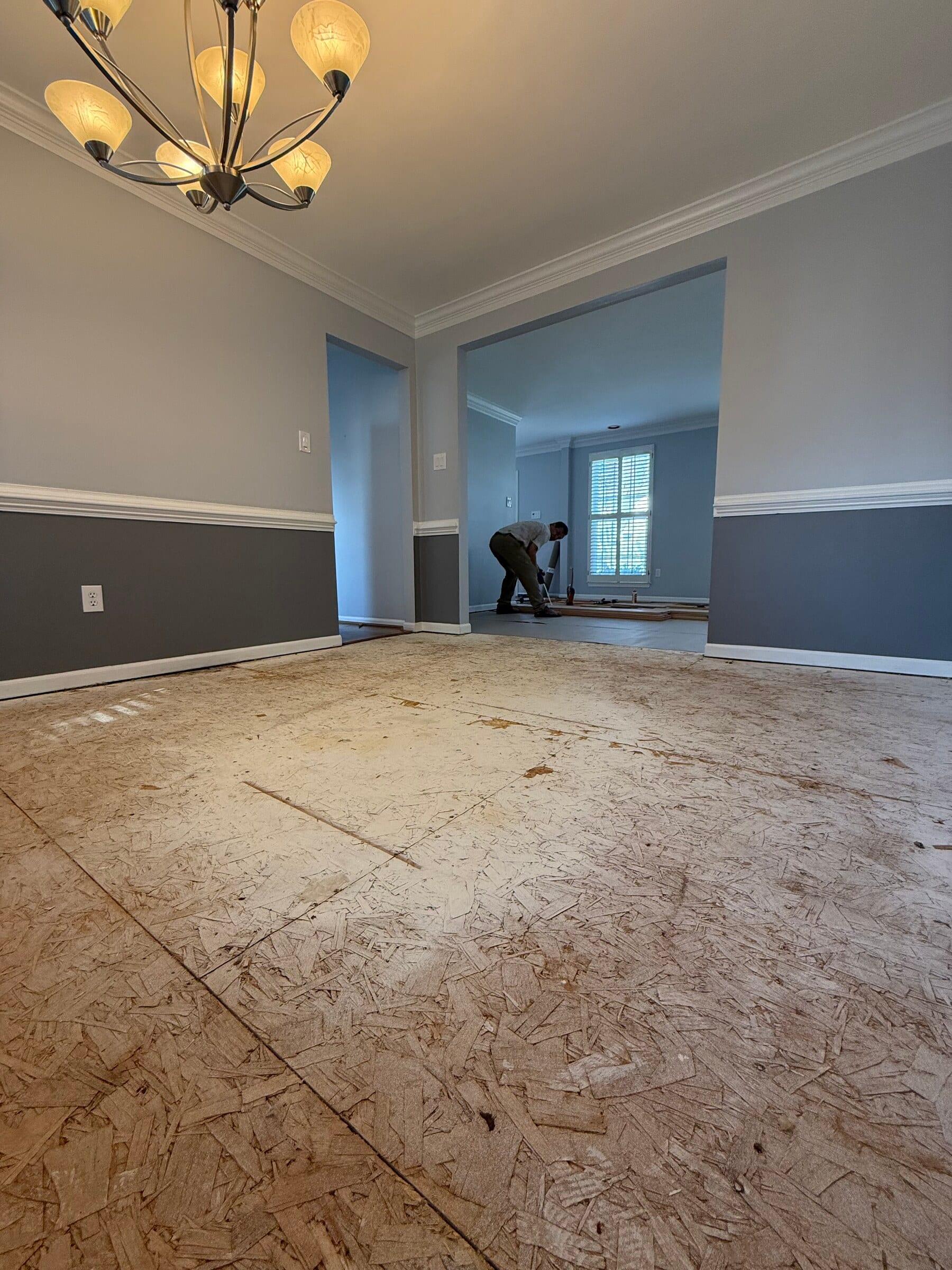 Before: dining room before the flooring work was complete