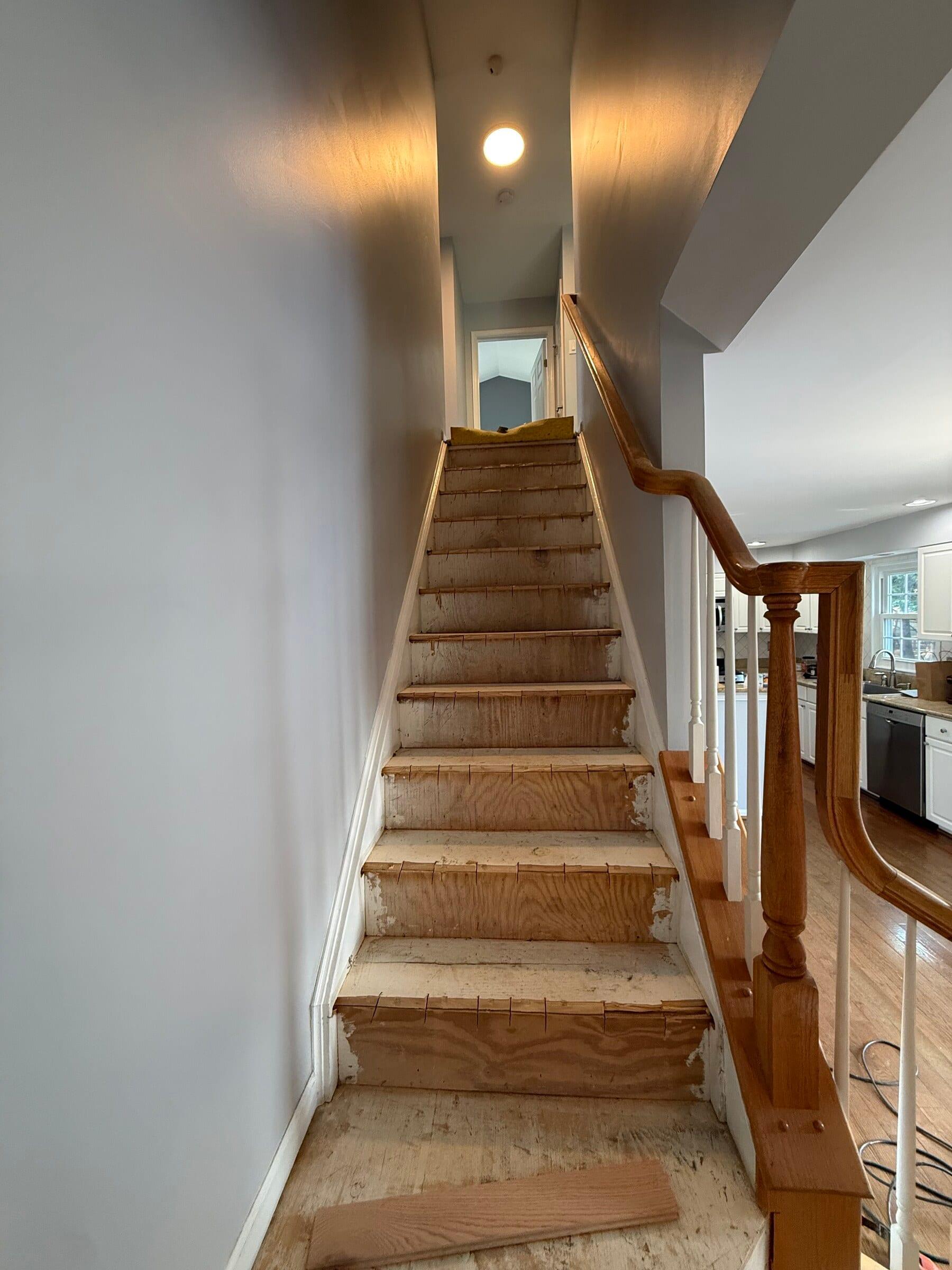 Before: staircase before the flooring work was complete